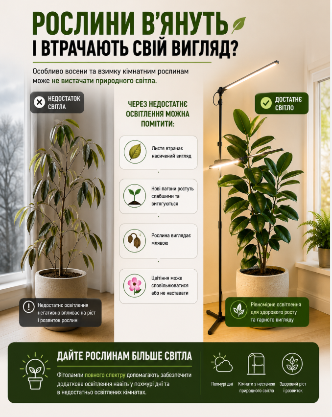 Рослини в'януть без світла